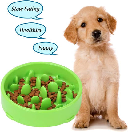 WenYing Slow Feeder Puzzle Dog Bowls, Interactive Bloat Stop Busy Bowl, Food Water Fun Feeding, Non-Slip Anti Choke Healthy Diet Bowls (Green 3)