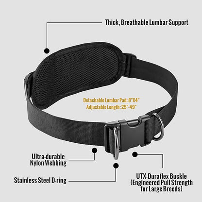 OneTigris Hands Free Dog Leash, Waist Leash for Dog Walking with Detachable Chest Bag, Thickened Mesh Lumbar Support and Durable Bungee Straps, Running leashs for Medium Large Dogs