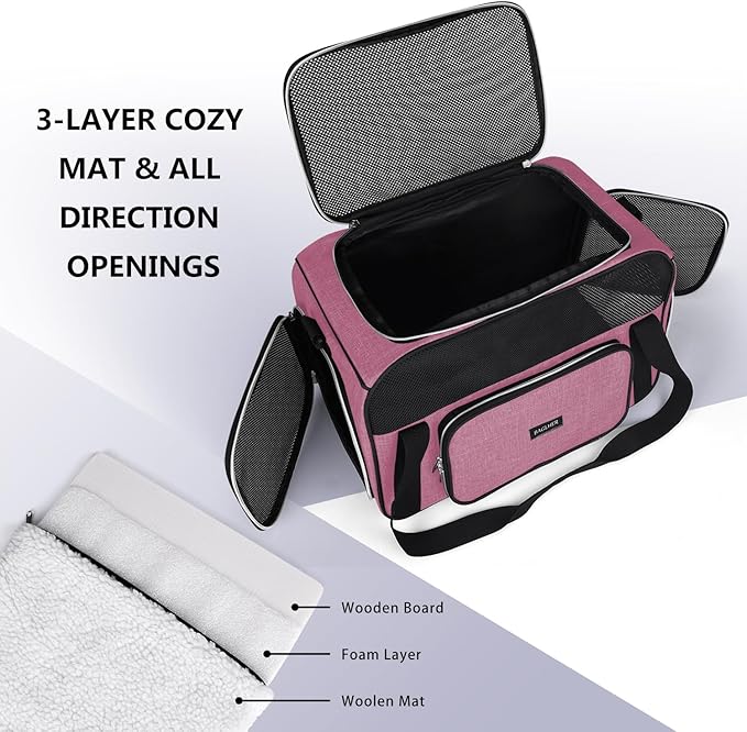 BAGLHER Pet Travel Carrier, Cat Carriers Dog Carrier for Small Medium Cats Dogs Puppies, Airline Approved Small Dog Carrier Soft Sided, Collapsible Puppy Carrier