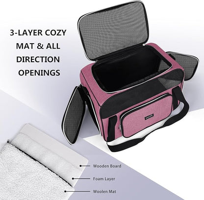 BAGLHER Pet Travel Carrier, Cat Carriers Dog Carrier for Small Medium Cats Dogs Puppies, Airline Approved Small Dog Carrier Soft Sided, Collapsible Puppy Carrier