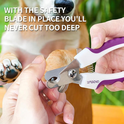 OneCut 4.7" Small Dog & Cat Nail Clipper Stainless Steel Cat Claw Trimmers for Rabbits, Guinea Pigs, Birds, Puppies, Kittens and Small Animals Pet Nail Clipper for Professional and Home Use (Pink)