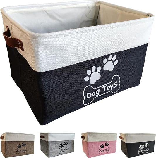 Collapsible Dog Toy Basket with Handles Foldable Dog Toy Box Bin for Pet Toys and Accessories