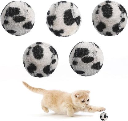 Animal Wrapped Tennis Balls Cat Toy Set 10 Pcs Leopard Print Interactive Cat Toys for Indoor Cats Stimulate Natural Instincts and Prevent Scratching