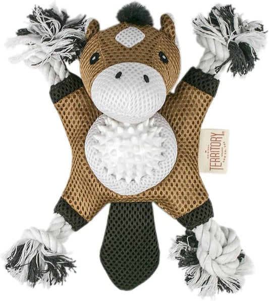 Territory 2 in 1 No Stuffing Removable Fetch Ball Tug Dog Toy for Small Medium Large Dogs, Horse