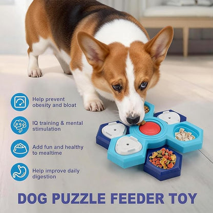 Dog Slow Feeder - Interactive Dog Food Puzzle Toy, Treat Maze Game for Dogs & Cats, Mental Stimulation & Boredom Relief, Adjustable Difficulty Pet Enrichment Toy (Four Layers)