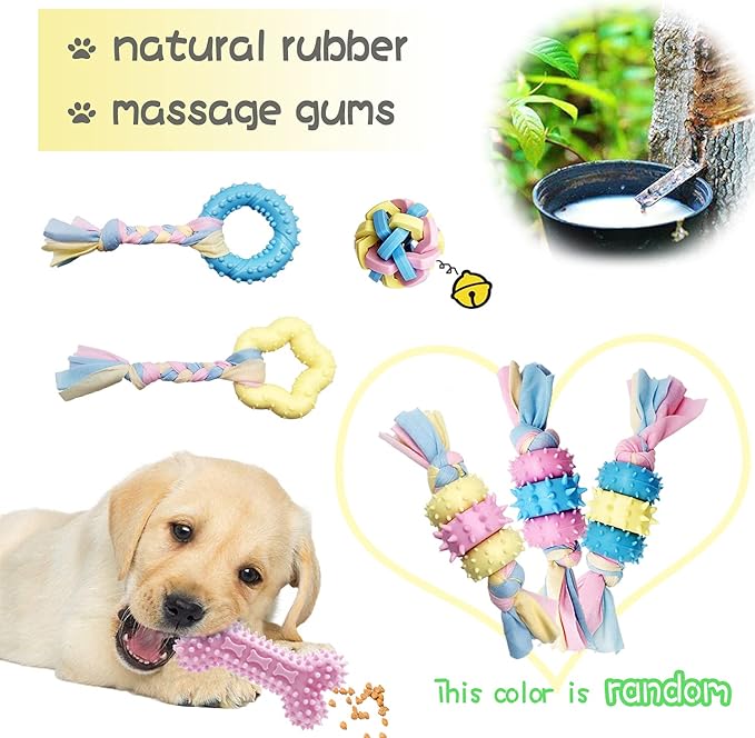 Puppy Chew Toys for Teething Puppy Toys Small Dog Rope Balls for Teething Chew Interactive Teeth Cleaning Tug Toys Storage Baske