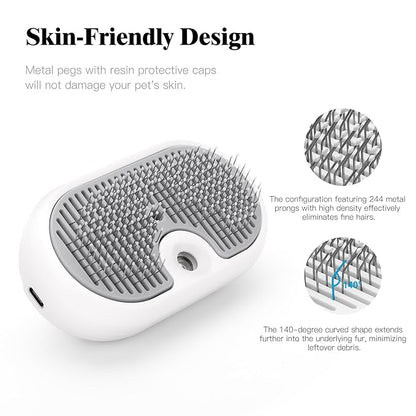 Cat Steam Brush for Shedding,Cat Brushes for Indoor Cats-3-in-1 Self-Cleaning Grooming Tool for Long & Short Haired Cats, Removes Loose Hair & Reduces Shedding,with One-click Cleaning Button (White)
