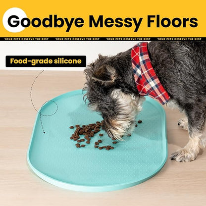 Dog Food Mat,Raised Edges Pet Food Mats for Spill Containment,BPA-Free Silicone Cat Dog Feeding Mat for Floor Waterproof,Rubber Pet Placemats for Food and Water Bowls 1/2 Inch