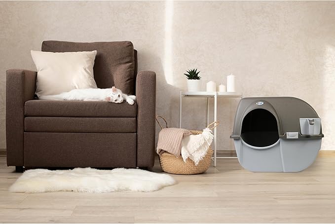 Omega Paw NRA15 Self Cleaning Litter Box Regular Size,Grey