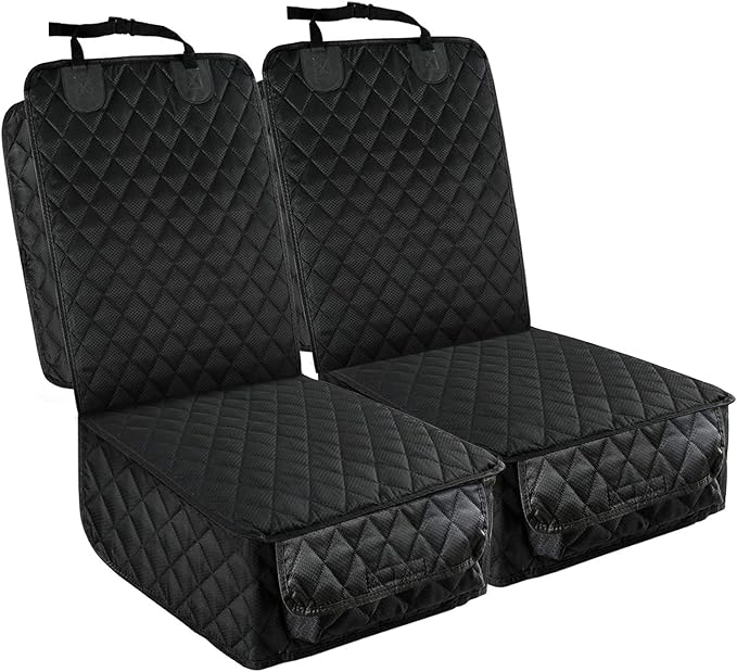 PETICON Dog Car Seat Covers, 100% Waterproof Dog Back Seat Cover with Mesh Window and Full Protection Front Seat Car Cover with Side Flaps for Cars, Trucks, SUVs, Jeep, Bundle