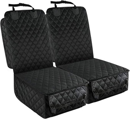 PETICON Dog Car Seat Covers, 100% Waterproof Dog Back Seat Cover with Mesh Window and Full Protection Front Seat Car Cover with Side Flaps for Cars, Trucks, SUVs, Jeep, Bundle