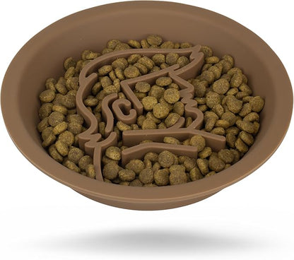 Dog Slow Feeder Brown Bowl Dog'nald Trump Design - 2026 Edition - Premium Food Grade Silicone - Interactive Slow Feeder & Lick Mat - Dishwasher Safe - Anti-Slip - Fun & Engaging Design for Dogs