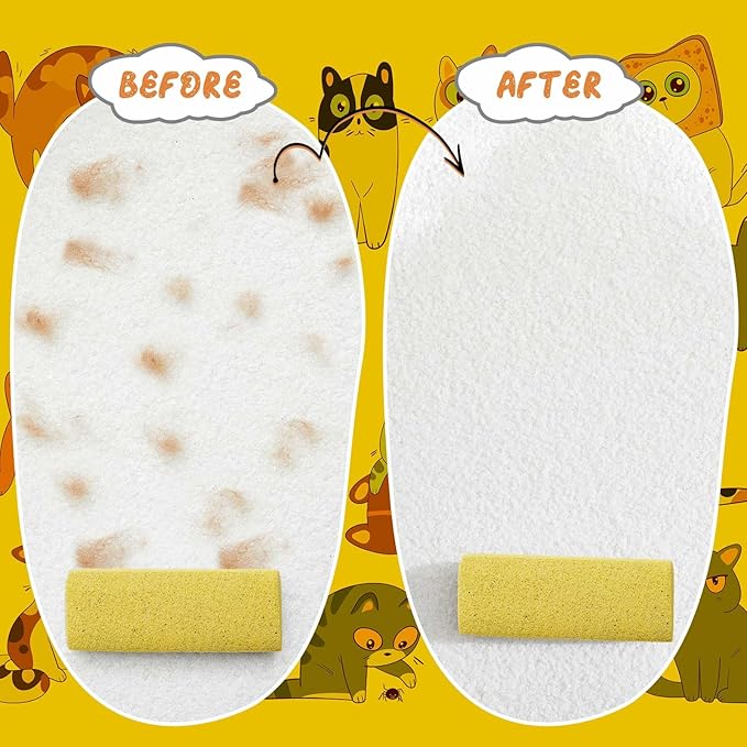 Abbylike 6 Pcs Pet Hair Remover Pumice Stone Reusable Portable Dog Cat Hair Removal Tool Scraper for Carpet,Couch, Bedding, Car Upholstery, Furniture Cleaning (5.3 x 2 x 1.4 Inch,Yellow)