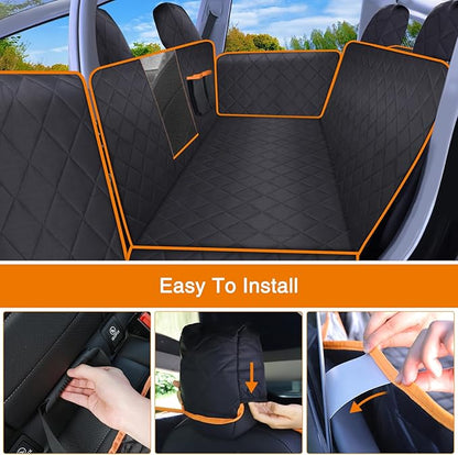 iBuddy Dog Car Seat Cover for Tesla Model Y/3 with 2PCS Car Door Protector 100% Waterproof Pet Car Seat Cover Protects Vehicle from Hair, Scratches and Dirt, Customized Dog Car Hammock for Model Y/3