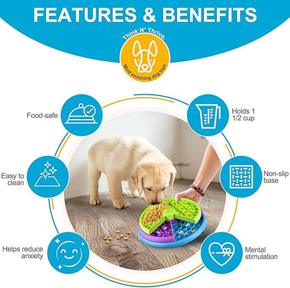 Slow Feeder Dog Bowls - 3 Layers, Interactive Dog Puzzle Game, Anti-Slip Slow Eating Bowl, Maze Dog Food Bowl, Anti-Choking Puzzle Feeder for Dogs & Cats