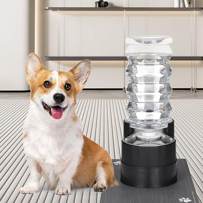 RIZZARI Gravity Water Dispenser for Dogs: 8L Raised Black Automatic Stainless Steel Waterer -Removes Odors -Softens Water -Helps Prevent Urinary Stones -Good for Spine - Senior Dogs- for Bedrooms