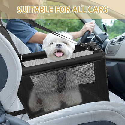 PetsHome Dog Car Seat Foldable Dog Car Booster Seat Waterproof Breathable Oxford Travel Bag for Small to Medium Dogs, Puppies, and Pets-Pure Black