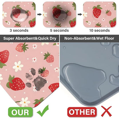 Patterned Cat & Dog Bowl Mat for Food and Water, 17"×30" Quick Dry Absorbent Pet Feeding Mat, Eco-Friendly Dog Placemat