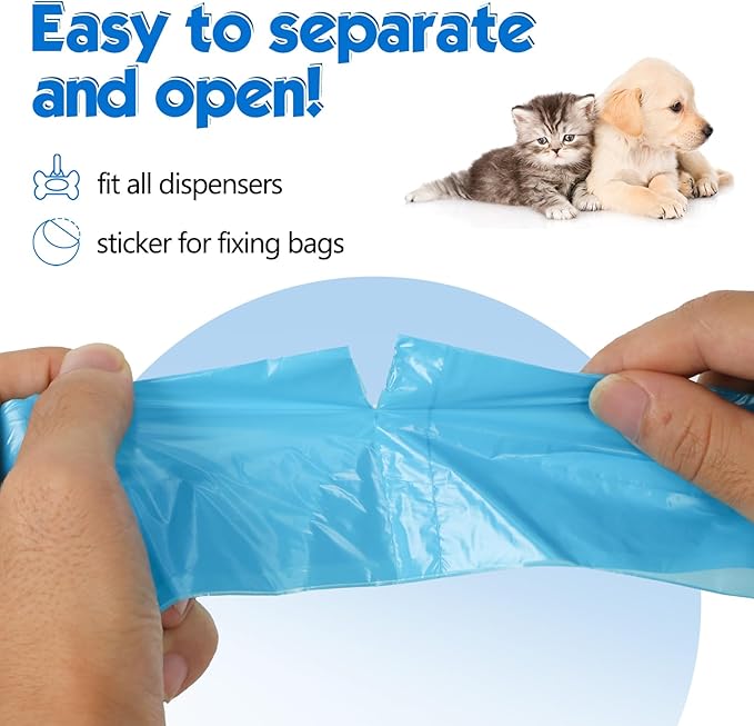 Dog Poop Bag 1140 Counts 57 Rolls, Unscented Doggy Poop Bags, Leak-Proof Dog Bags for Poop, Extra Thick Strong Dog Waste Bags with Dispenser - Blue (13 x 9 Inches)