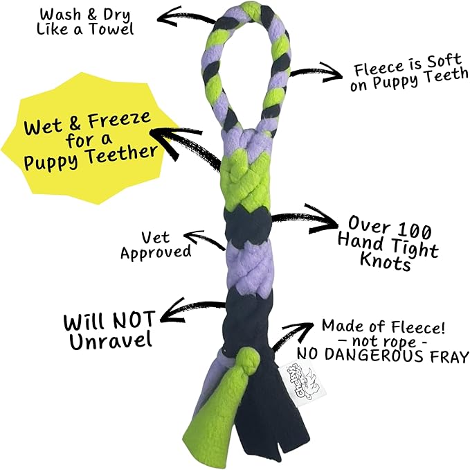 Chelsy's Toys Interactive Tug Toy for Dogs and Puppies, Mental Stimulation Toy, Slow-Play, Brain Exercise for Puppies & Seniors, Freeze forTeething Relief, Blue, Orange, Purple (Lavender)
