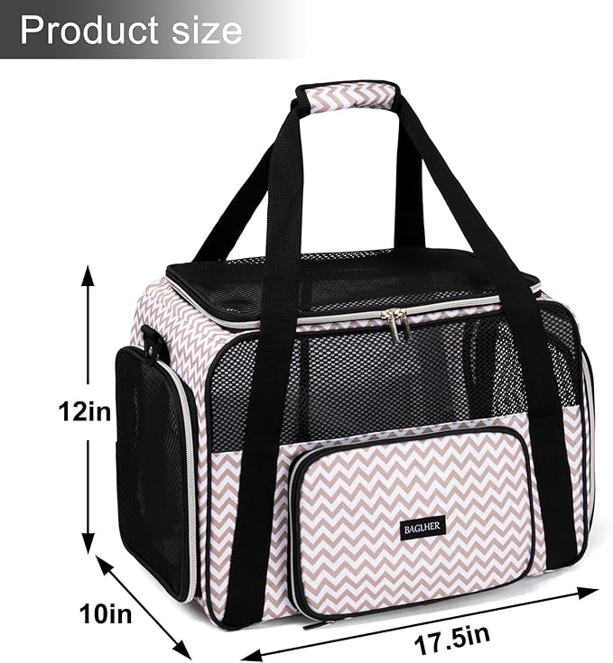 BAGLHER Pet Travel Carrier, Cat Carriers Dog Carrier for Small Medium Cats Dogs Puppies, Airline Approved Small Dog Carrier Soft Sided, Collapsible Puppy Carrier