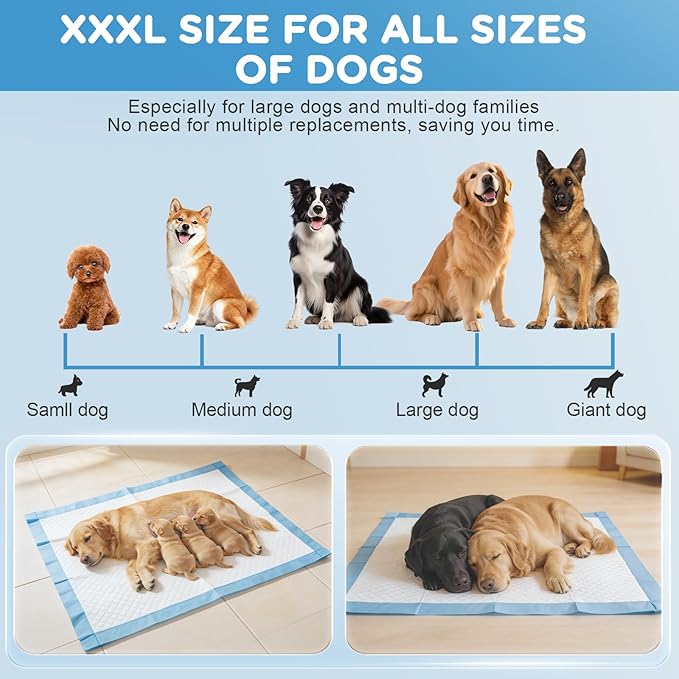 4XL Puppy Pads 36"x51" 40 Count, Pee Pads for Large Dogs & Multi-pet Families, Ultra Absorbent & Quick-Dry, Disposable Pet Training Pads for Doggie, Cat , Leakproof Incontinence Underpads