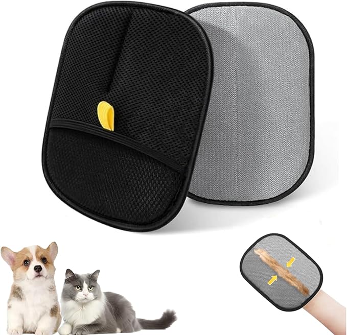 Pet Hair Remover Gloves for Cats & Dogs, Reusable Cat Dog Electrostatic Hair Remover Grooming Glove Tool-2PS