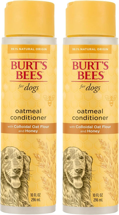 BURT'S BEES FOR PETS Oatmeal Dog Conditioner with Honey, Moisturizing Dog Coat Conditioner for Dry and Sensitive Skin to Help Soften and Nourish Coats During Grooming, 10 Fl Oz - 2 Pack
