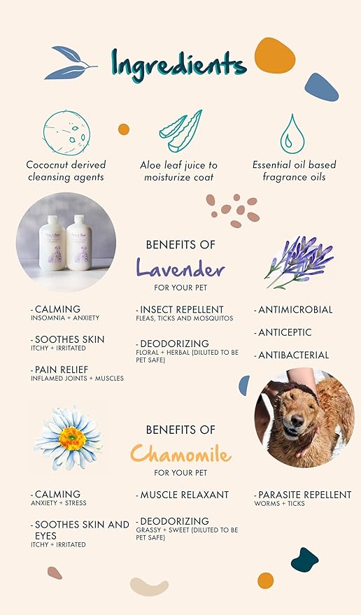 Shampoo and Conditioner Set, Formulated for All Pets, Gentle and Cleansing, Made in The USA, Cruelty Free, 16 fl oz (Lavender + Chamomile)