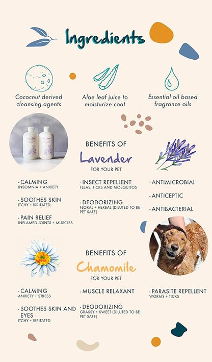 Shampoo and Conditioner Set, Formulated for All Pets, Gentle and Cleansing, Made in The USA, Cruelty Free, 16 fl oz (Lavender + Chamomile)