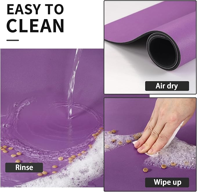Dog Food Mat - Absorbent Cat Mat for Food and Water, No Stains Pet Feeding Bowl Mat, Easy to Clean Pet Placemats, Quick Dry Dog Water Dispenser Mat for Messy Drinkers | Purple 16"x 24"