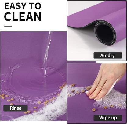 Dog Food Mat - Absorbent Cat Mat for Food and Water, No Stains Pet Feeding Bowl Mat, Easy to Clean Pet Placemats, Quick Dry Dog Water Dispenser Mat for Messy Drinkers | Paw Purple 16"x 24"