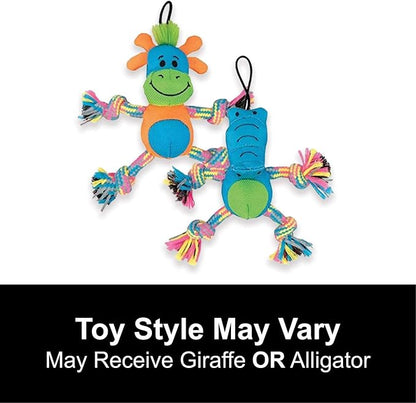 ZEUS Mojo Brights Rope Pals, Dog Toys for Small Dogs and Puppies, Receive Either an Alligator or Giraffe, Assortment Pack