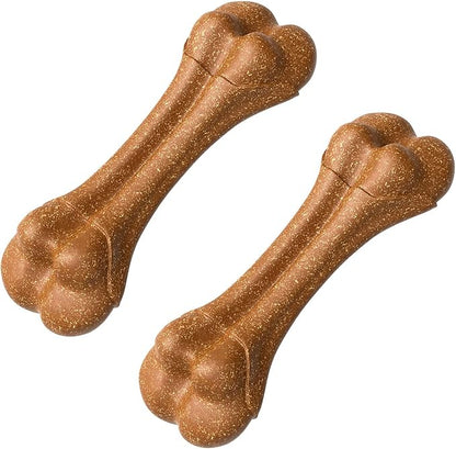 SCHITEC Dog Bone Chew Toys for Medium & Large Dogs, Beef Flavor Teething Toy, Durable Dog Toys for Aggressive Chewers, Teeth Cleaning, 2Pcs