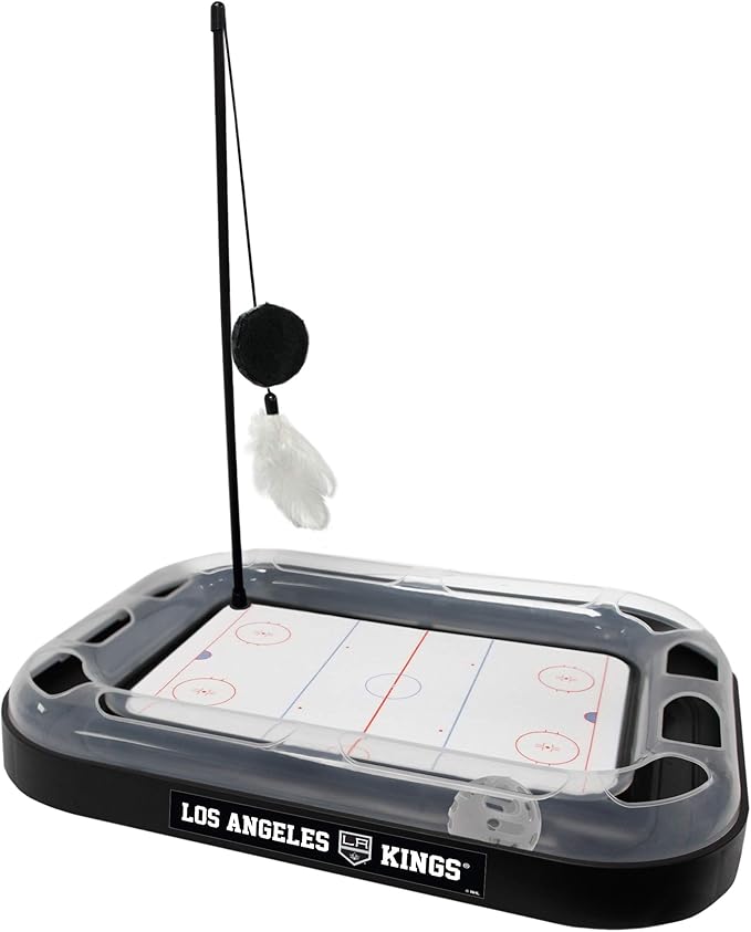 Pets First NHL Los Angeles Kings 5-in-1 Cat Scratcher Toy with Interactive Cat Ball Bell in Tracks