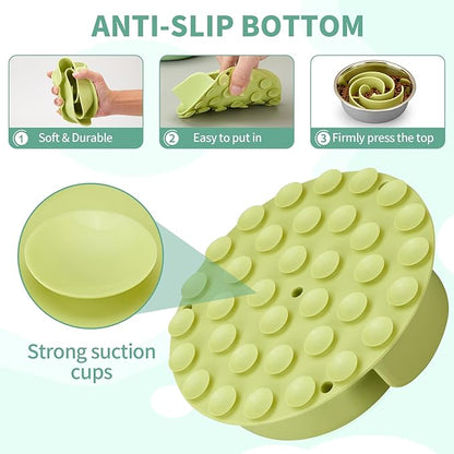 Slow Feeder Dog Bowls Insert, Animire Soft Silicone Slow Eating Dog Food Bowl for Small, Medium and Large Dogs, Compatible with Regular and Elevated Bowls