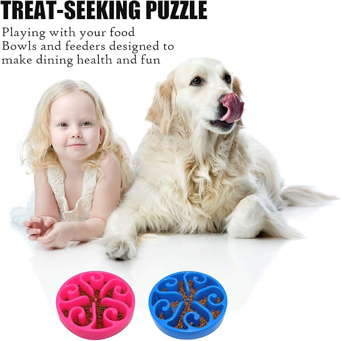 Slow Feeder Dog Bowl,Interactive Pet Food Dish,Anti Choking Slow Eating,Bloat Stop Puppy Swirl Puzzle for Healthy Diet Eating Habit (1 Pack, Blue)