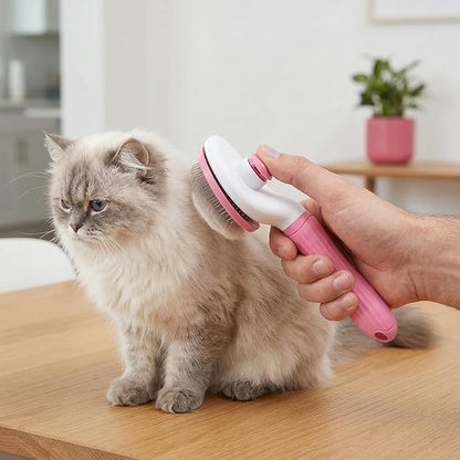 Dog Cat Shedding Brush, Self Cleaning Deshedding Tool for Undercoat, Grooming Rake for Long Short Hair Pets, Skin Friendly Fur Remover