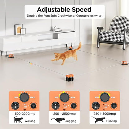 Pet Deluxe Interactive Cat Toys for Indoor Cats, Cat Treadmill Auto/Remote Control DIY Cat Mouse Hunting Toys, Keep Bored Kitten Dog Entertained to Chase, Feather Toy to Exercise Wheel-Orange