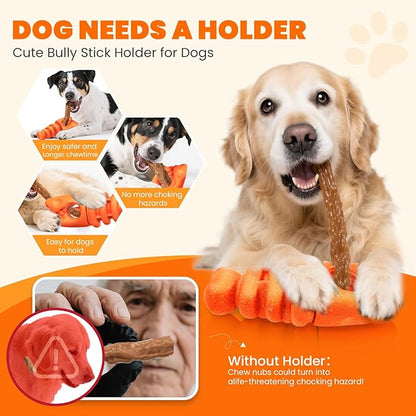 BAEJMJK Bully Stick Holder for Dogs Durable Chew Toys for Aggressive Chewers Dog Treat Toy to Keep Them Busy Safety Dog Chew Holder for Medium Large Dogs-Helps Reduce Choking Risk(Orange)
