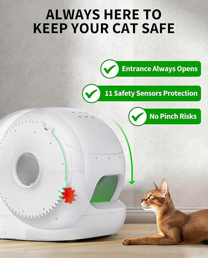 PETKIT 2025 Upgraded Automatic Cat Litter Box 2-Way Odor Remover & 20 Trash Bags,App Control Smart Robot with Anti-Scratch Inner Mat, Self-Cleaning Cat Litter Box True Integration & Structure Safety