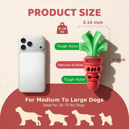 Indestructible Dog Toys for Aggressive Chewers – Heavy Duty Beef-Flavored Chew Toys for Large & Medium Dogs (20-70 lbs), Dental Teeth Cleaning, Holiday Dog Gift (Red)