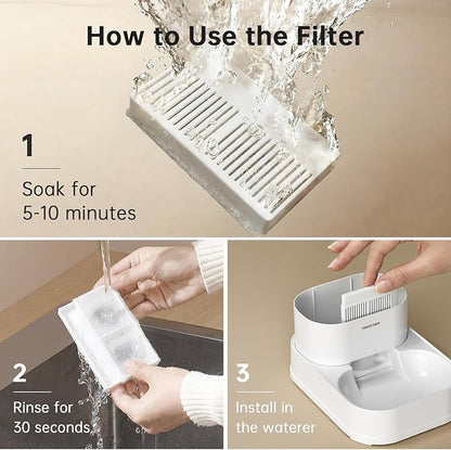 PAWGETHER® Gravity Automatic Pet Water Dispenser with 1 Filter for Cats and Small Dogs 1 Gallon/3.5L Auto Cat Waterer Dog Water Dispenser, Easy to Fill