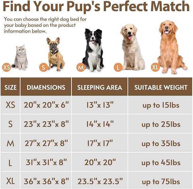 JOLLYVOGUE Calming Dog Beds Large Sized Dog, 36in Donut Washable Large Pet Bed, Anti-Slip & Anti-Anxiety Fluffy Faux Fur Round Dogs Bed, Fits up to 80 lbs Pets (Coffee)
