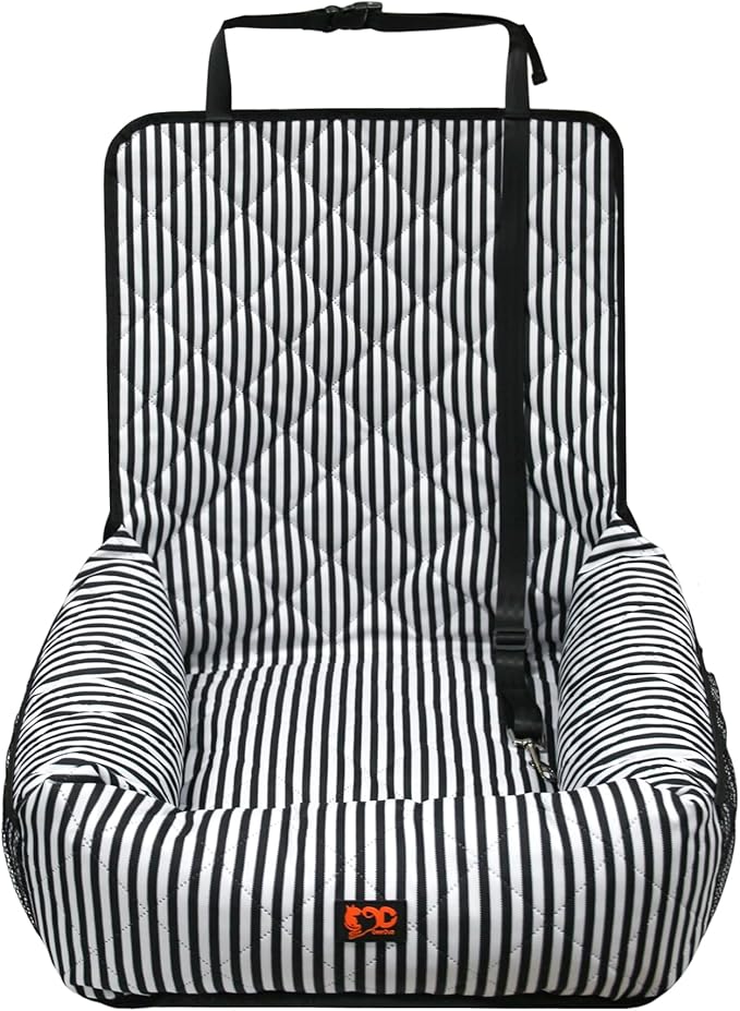 Dog Car Seat for Small and Medium Dogs, Booster Seat Sofa Pet Bed, Portable Car Travel Carrier Bed (Black Stripes,M)