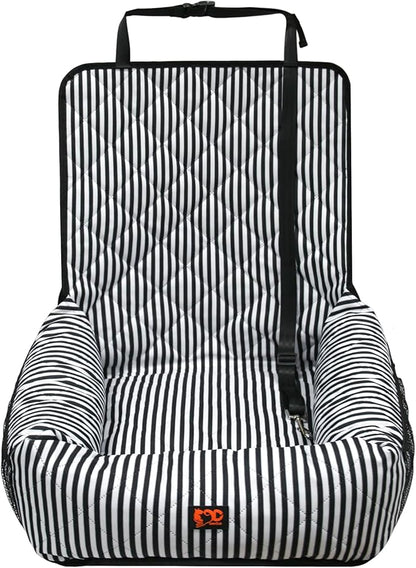 Dog Car Seat for Small and Medium Dogs, Booster Seat Sofa Pet Bed, Portable Car Travel Carrier Bed (Black Stripes,M)