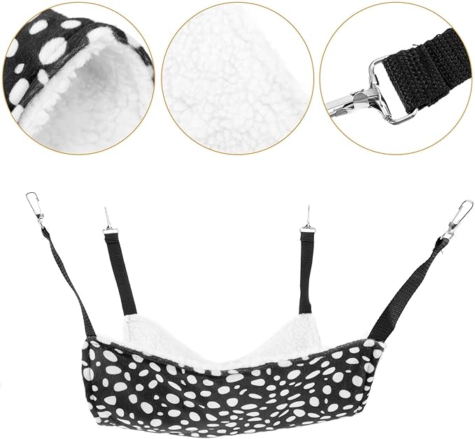 Unomor Double-Sided Cat Hammock Hanging Bed Breathable Cat Sleeping Bed 35x35cm Black and White Dots Medium Indoor Pet Cushion Comfortable Nest