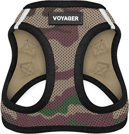 Best Pet Supplies - All Weather Mesh / Plush, Reflective, No Pull Harness for Small, Medium Dogs, Cats - Secure with Hook & Loop Fastener, Buckle, Double D-Rings - Army/Black Trim, XL