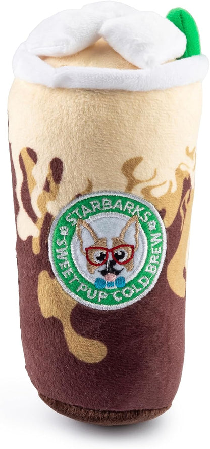 Haute Diggity Dog Starbarks Sweet Pup Cold Brew, Plush Designer Dog Toys with Interactive Squeaker, Stimulating Pet Enrichment, Machine-Washable & Safe Materials for All Breeds, One Size