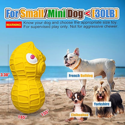 Squeaky Dog Toys for Small Dogs- Natural Latex Squeaky Dog Balls for Puppies & Mini Dogs | Soft, Safe & Interactive, Chew Toys Peanut | Indoor & Outdoor Fetch Play